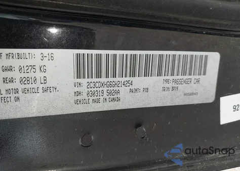 2016 Dodge Charger Sxt from USA, damaged, VIN 2C3CDXHG6GH214254